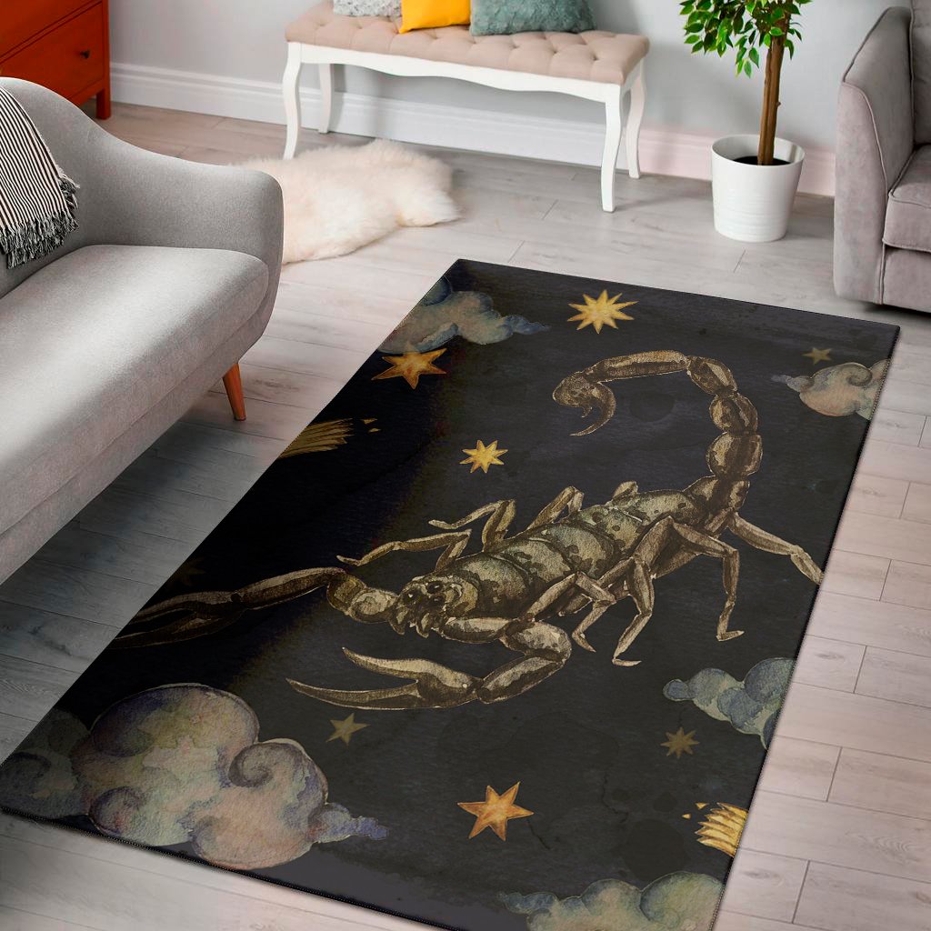 watercolor scorpio zodiac sign print area rug floor decor 8519