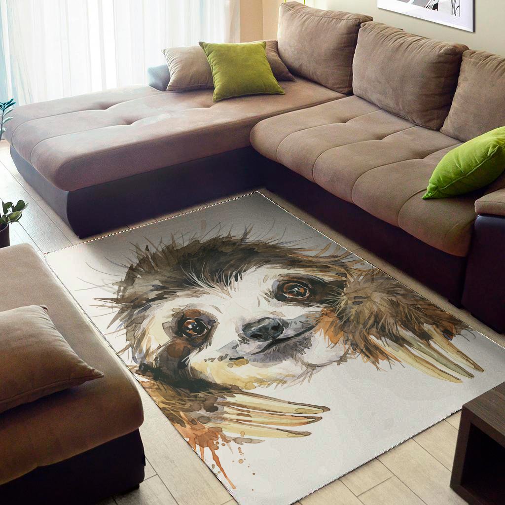 watercolor sloth print area rug floor decor 4977