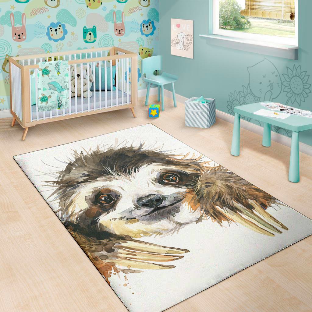 watercolor sloth print area rug floor decor 5376