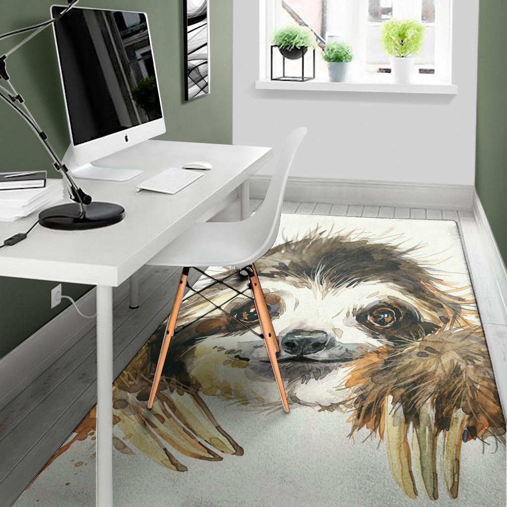 watercolor sloth print area rug floor decor 6802