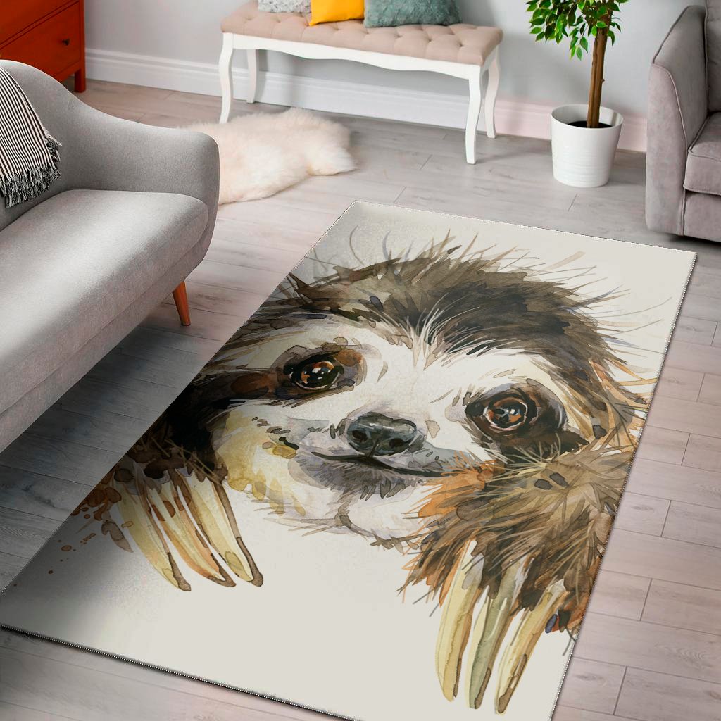 watercolor sloth print area rug floor decor 6853