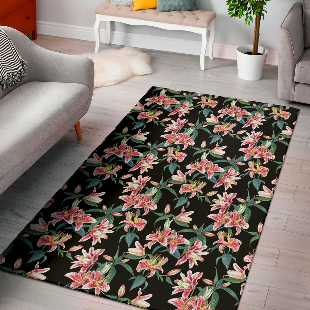 watercolor tropical lily pattern print area rug floor decor 1878