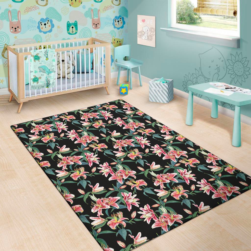 watercolor tropical lily pattern print area rug floor decor 2778