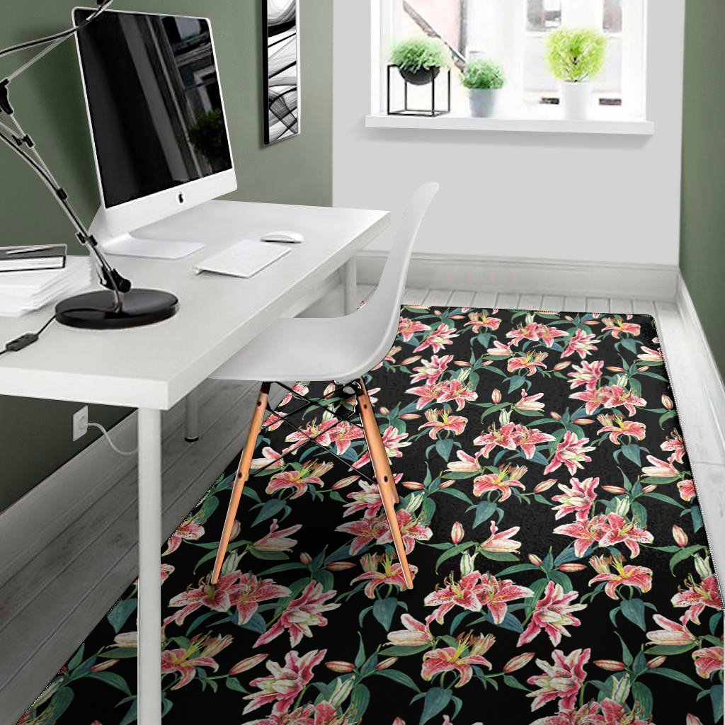 watercolor tropical lily pattern print area rug floor decor 6833
