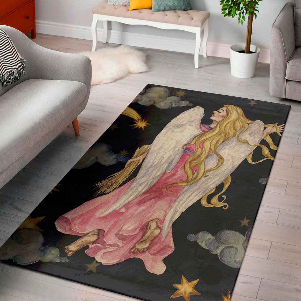 watercolor virgo zodiac sign print area rug floor decor 1820