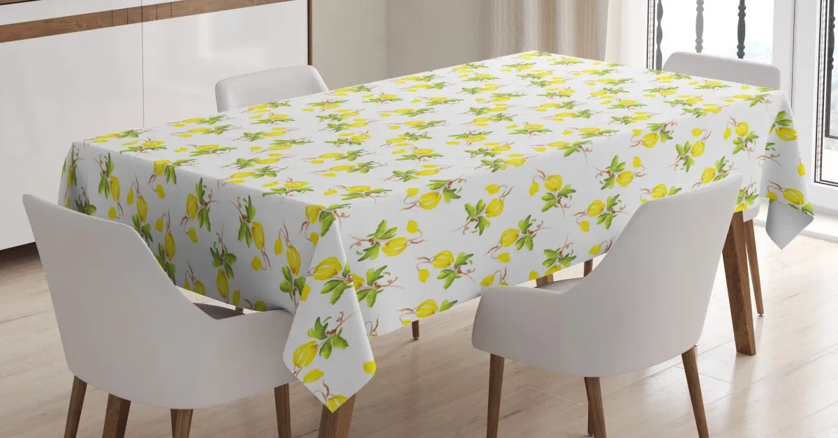 watercolored lemons 3d printed tablecloth table decor 6331