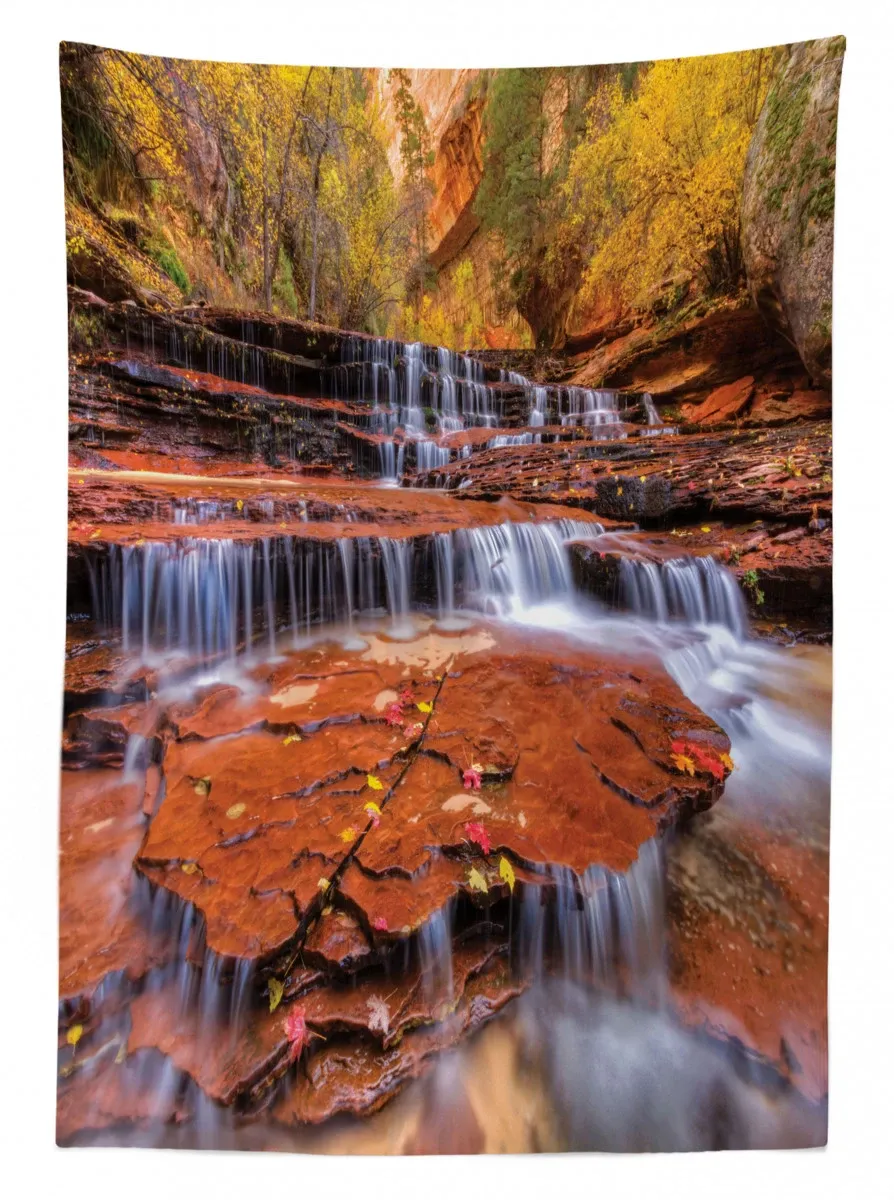 waterfall autumn 3d printed tablecloth table decor 7638