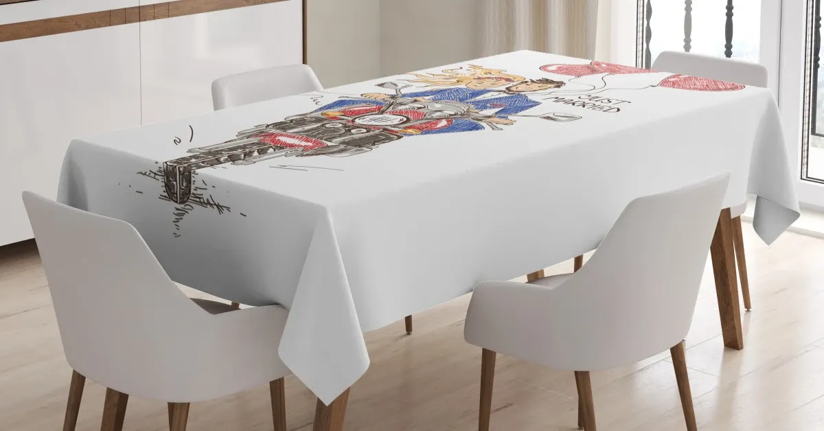 wedding on bike 3d printed tablecloth table decor 8896
