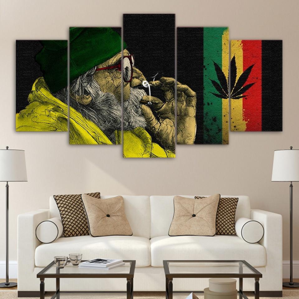 Weed With The Old Man Smoking 01 - Abstract 5 Panel Canvas Art Wall Decor weed with the old man smoking 01 abstract 5 panel canvas art wall decor 4194