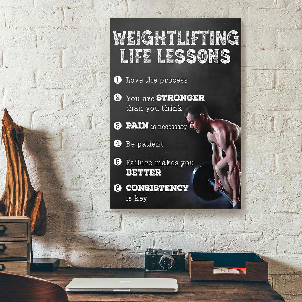 weightlifting life lessons fitness canvas prints wall art decor 6997