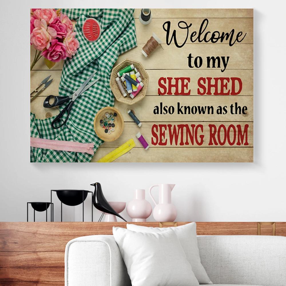 welcome to my sewing room canvas prints wall art decor 2055