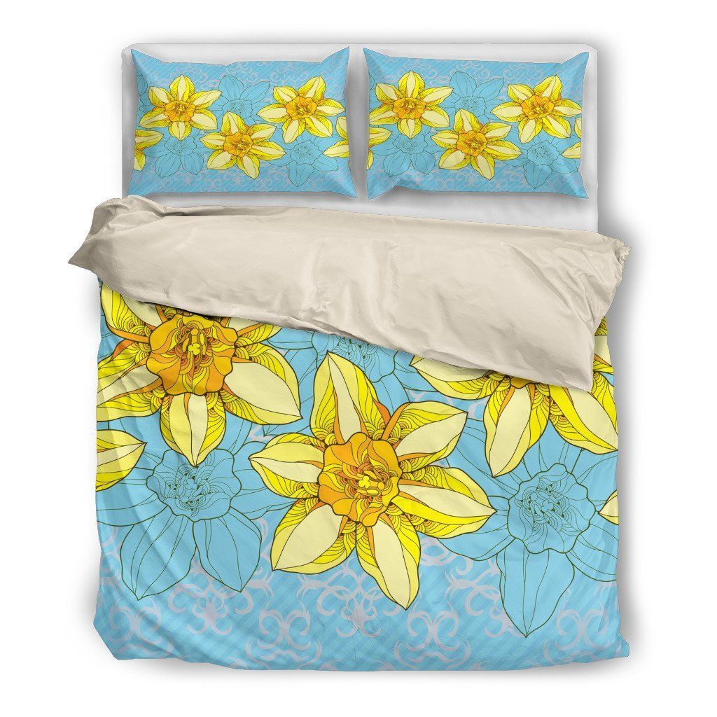 Welsh Daffodil Green And Yellow Bedding Set Bedroom Decor welsh daffodil green and yellow bedding set bedroom decor 2043