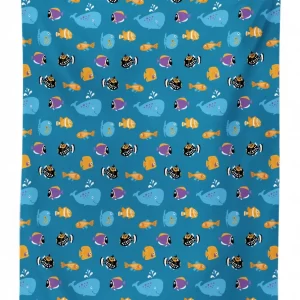 whale and aquarium fauna 3d printed tablecloth table decor 8445
