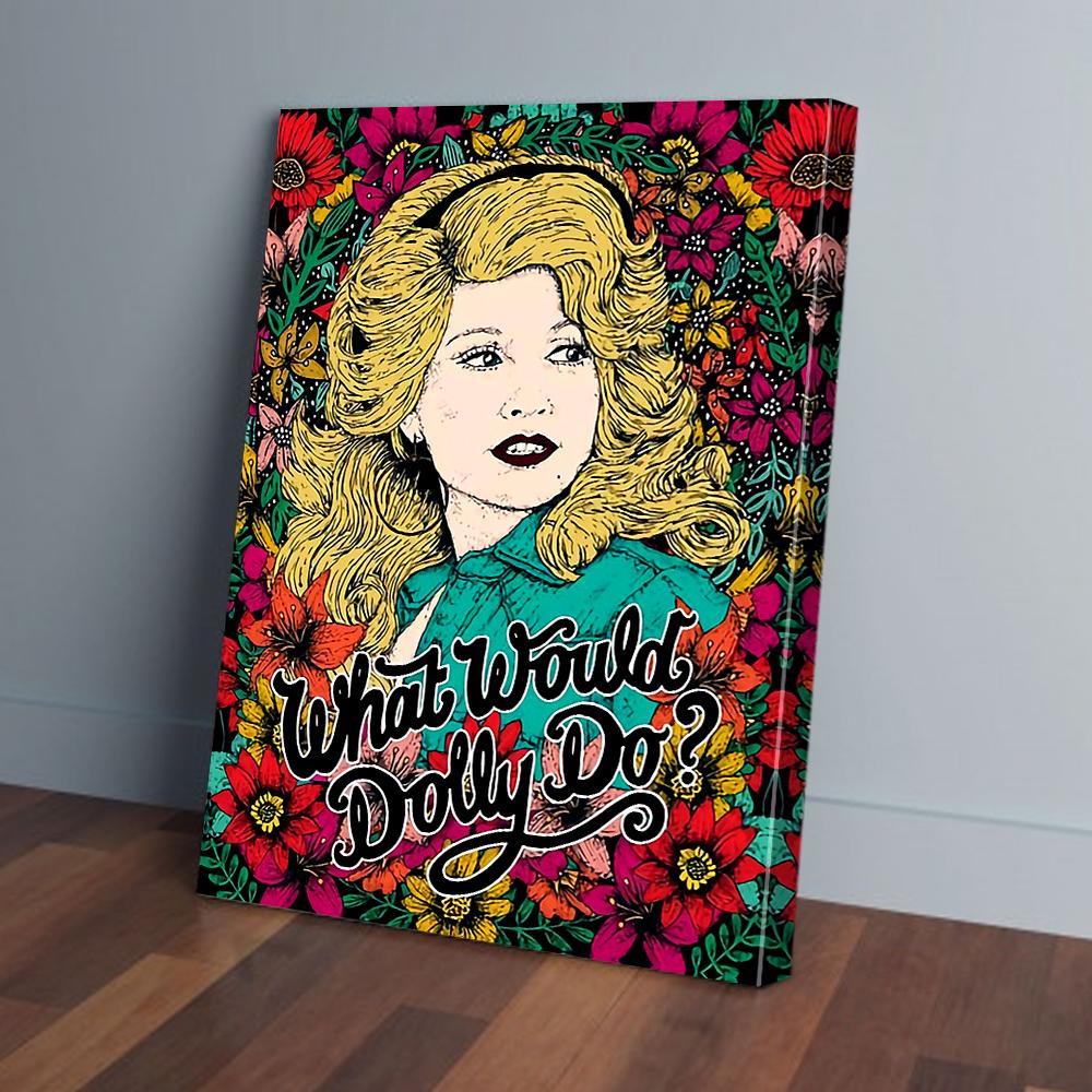 what would dolly do dolly parton with flower canvas prints wall art decor 4120