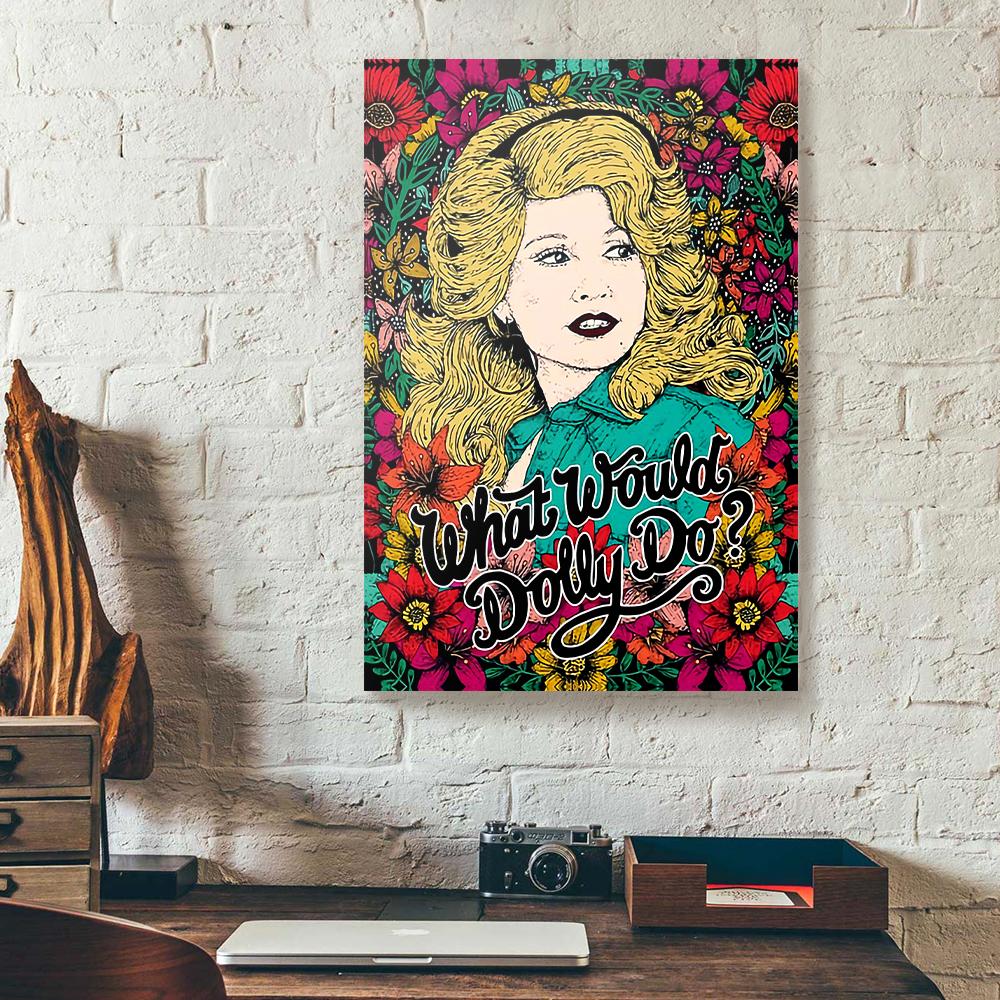 what would dolly do dolly parton with flower canvas prints wall art decor 6033