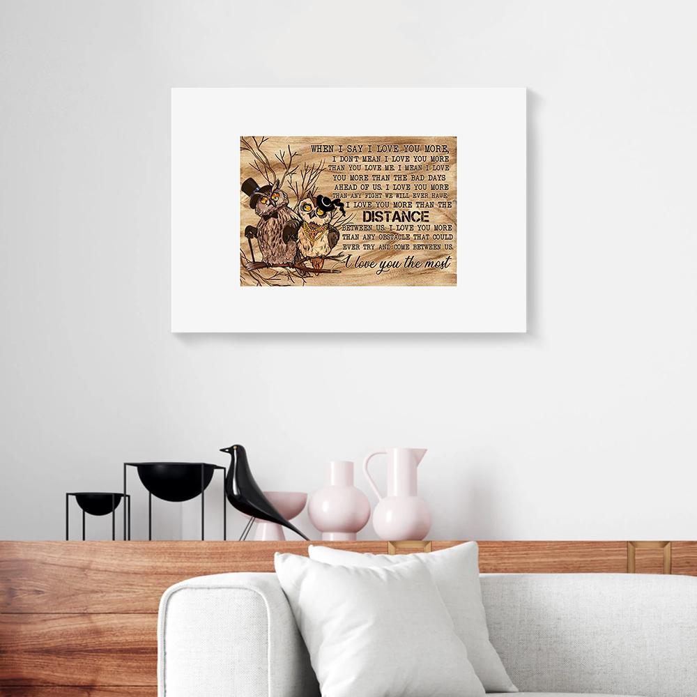 when i say i love you the most couple owl canvas prints wall art decor 5743