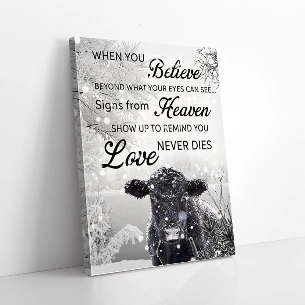 when you believe beyond what your eyes can see angus cow canvas prints wall art decor 1984