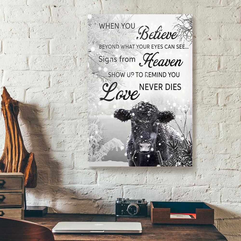 when you believe beyond what your eyes can see angus cow canvas prints wall art decor 7409