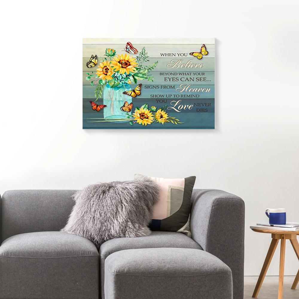 when you believe beyond what your eyes can see butterfly canvas prints wall art decor 4352