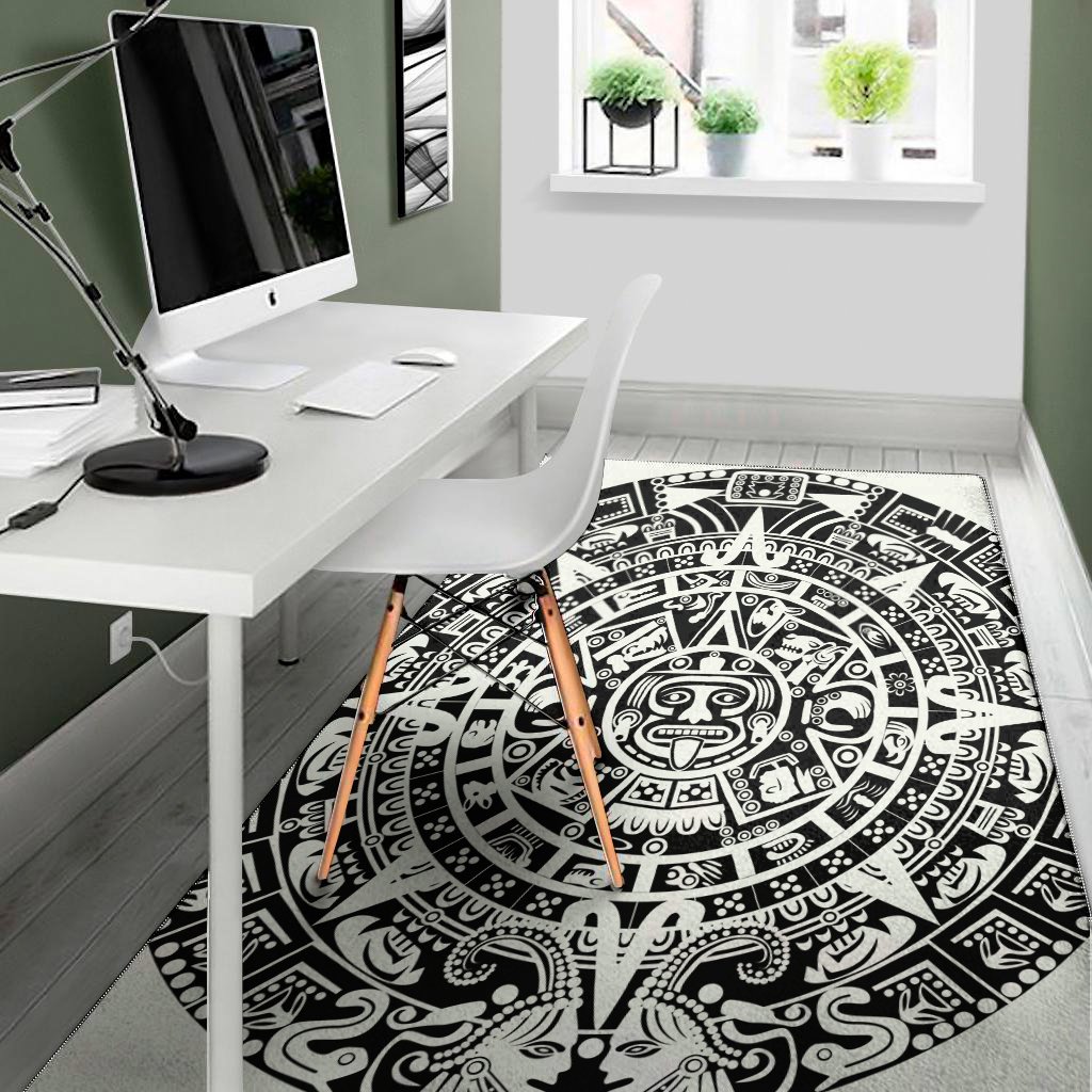 white and black maya calendar print area rug floor decor 7211