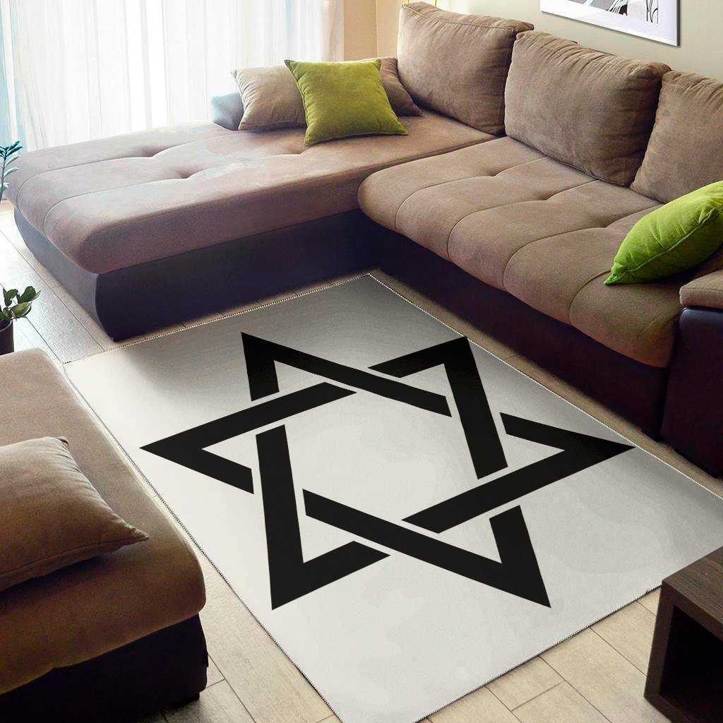 white and black star of david print area rug floor decor 2402