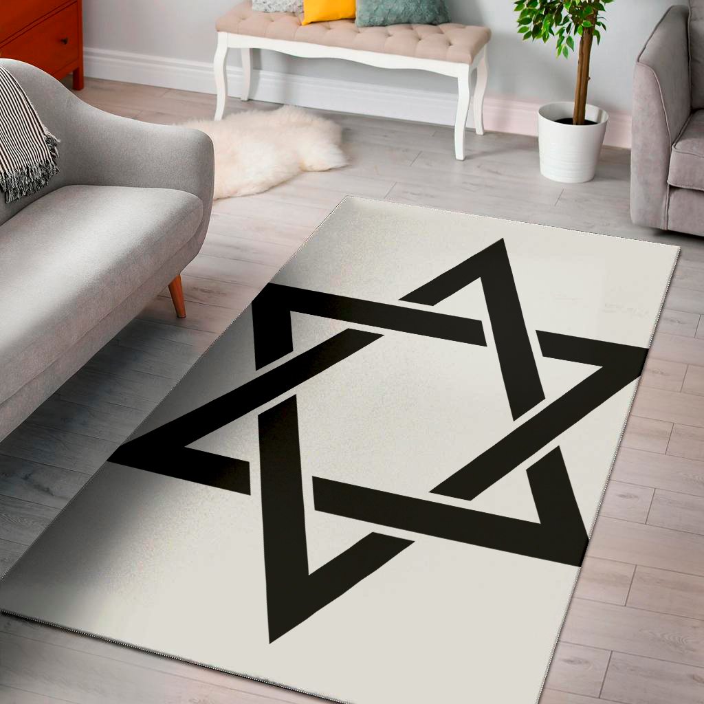 white and black star of david print area rug floor decor 4045