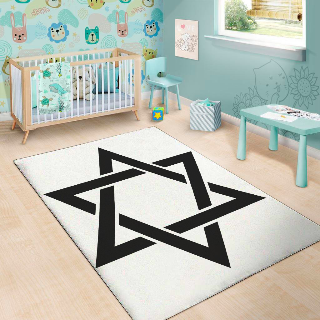 white and black star of david print area rug floor decor 4829