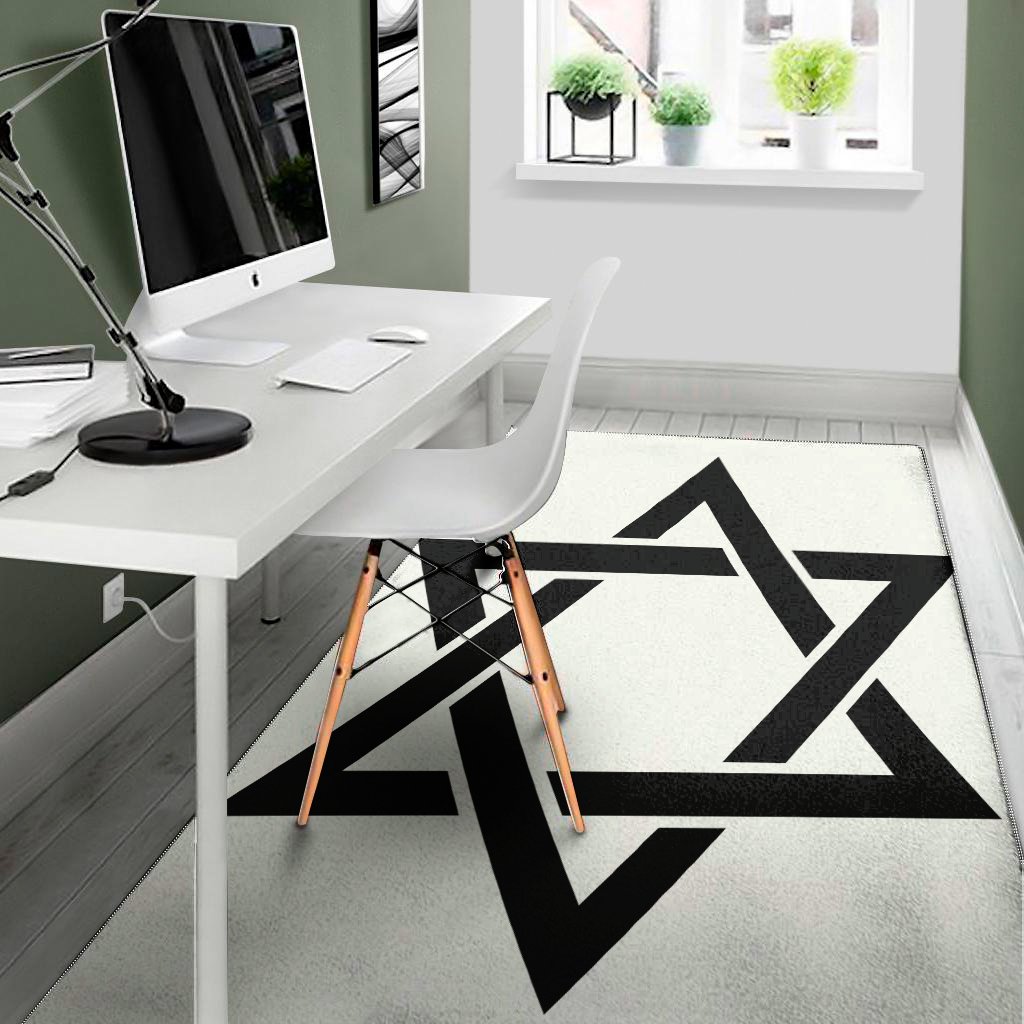white and black star of david print area rug floor decor 6498