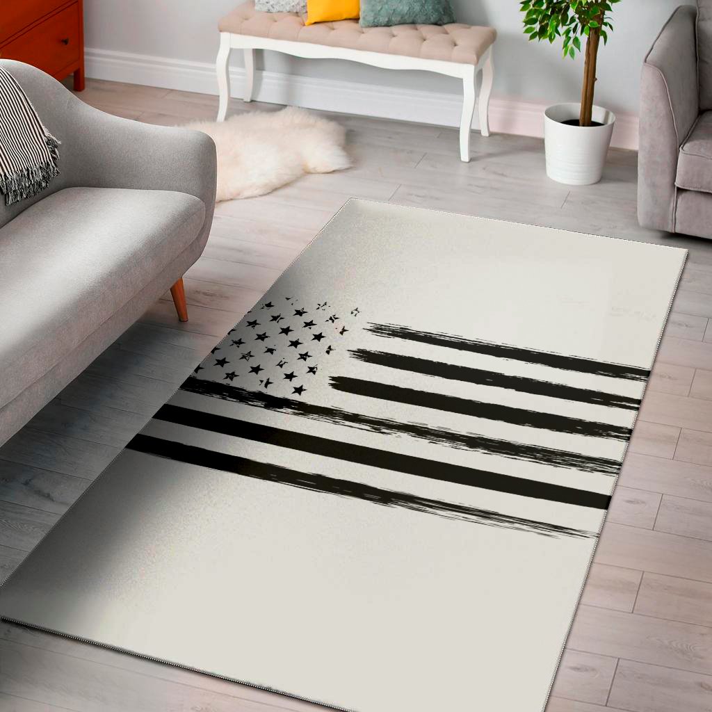white and black usa flag print area rug floor decor 3042