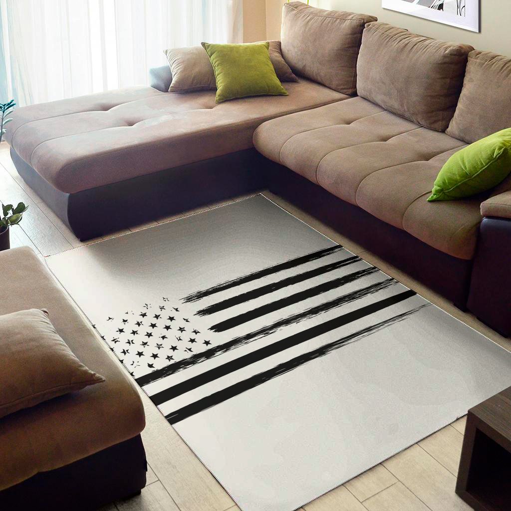white and black usa flag print area rug floor decor 6173