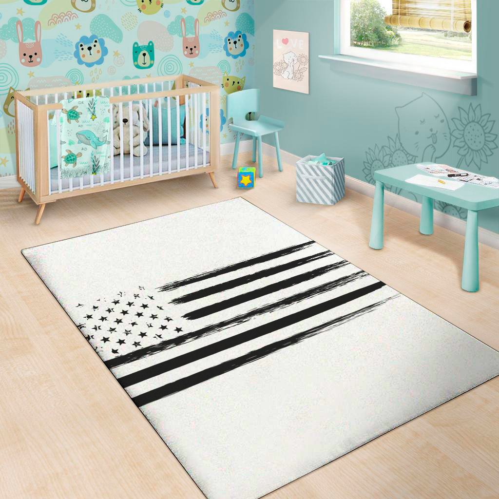 white and black usa flag print area rug floor decor 8379