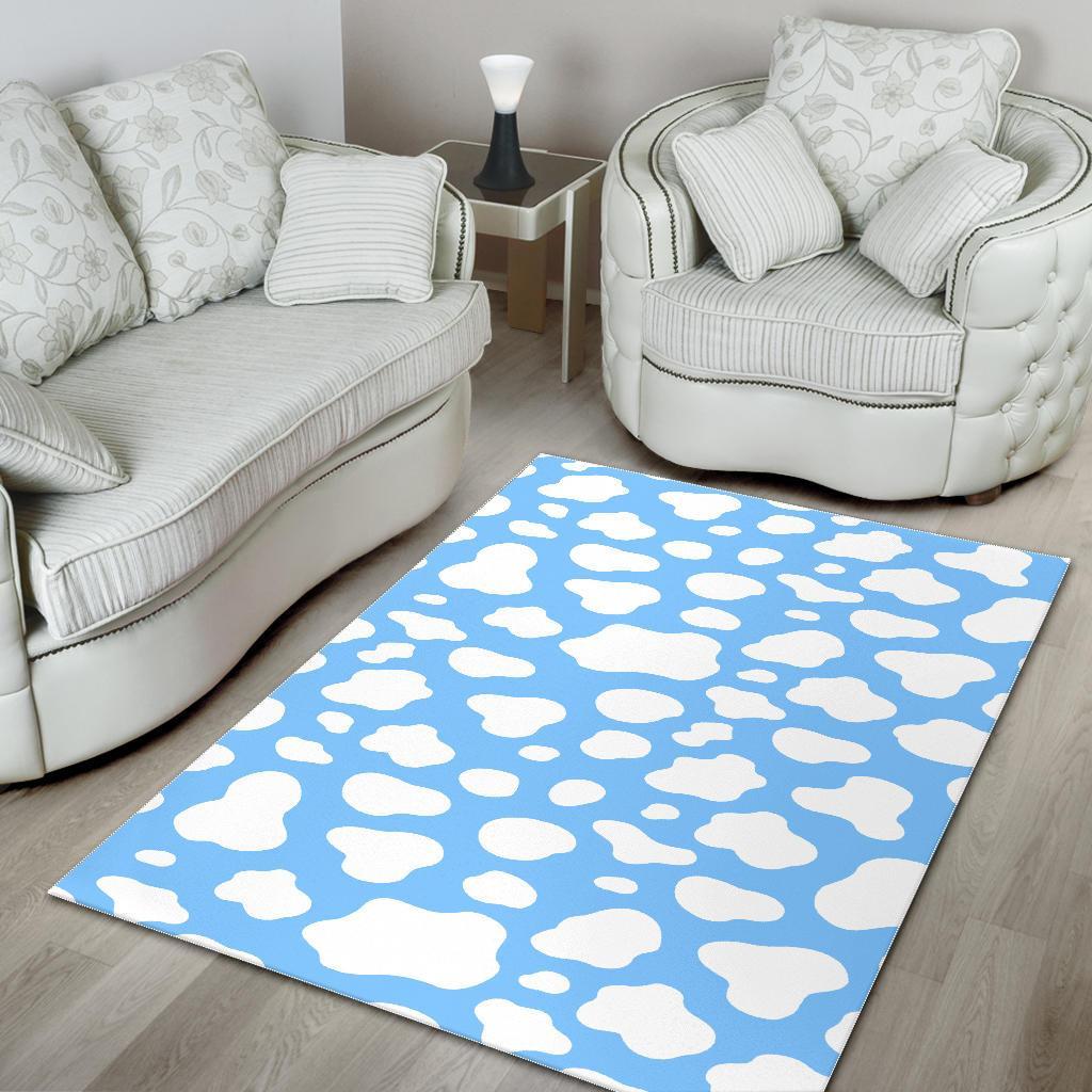 White And Blue Cow Print Area Rug Floor Decor white and blue cow print area rug floor decor 3464
