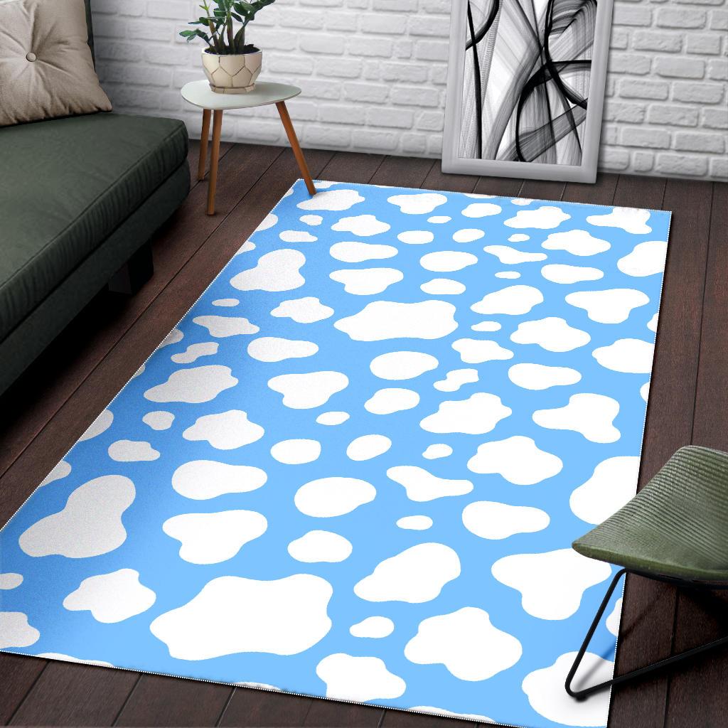 White And Blue Cow Print Area Rug Floor Decor white and blue cow print area rug floor decor 4944