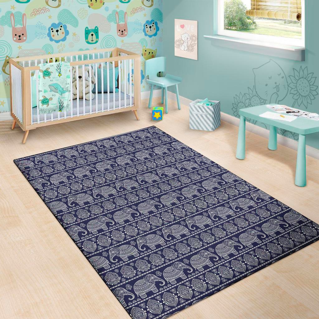 white and blue indian elephant print area rug floor decor 5543