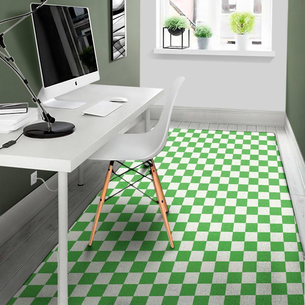 white and green checkered print area rug floor decor 2851