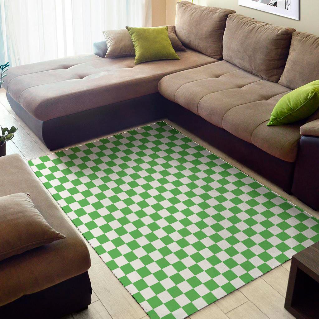 white and green checkered print area rug floor decor 5205