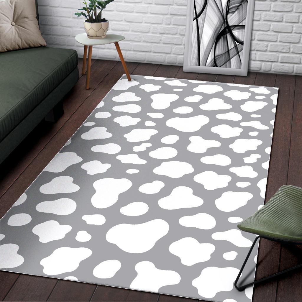 white and grey cow print area rug floor decor 1468