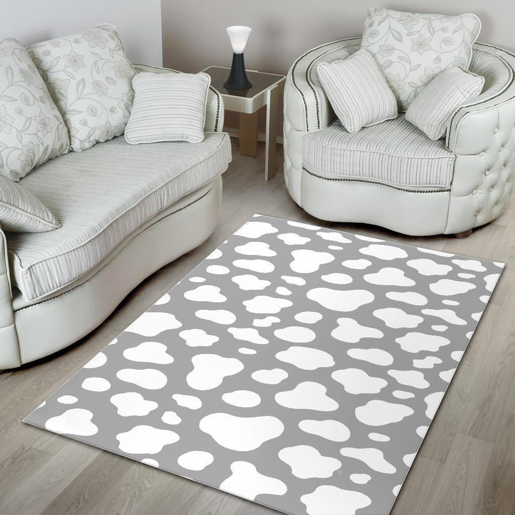 white and grey cow print area rug floor decor 5786
