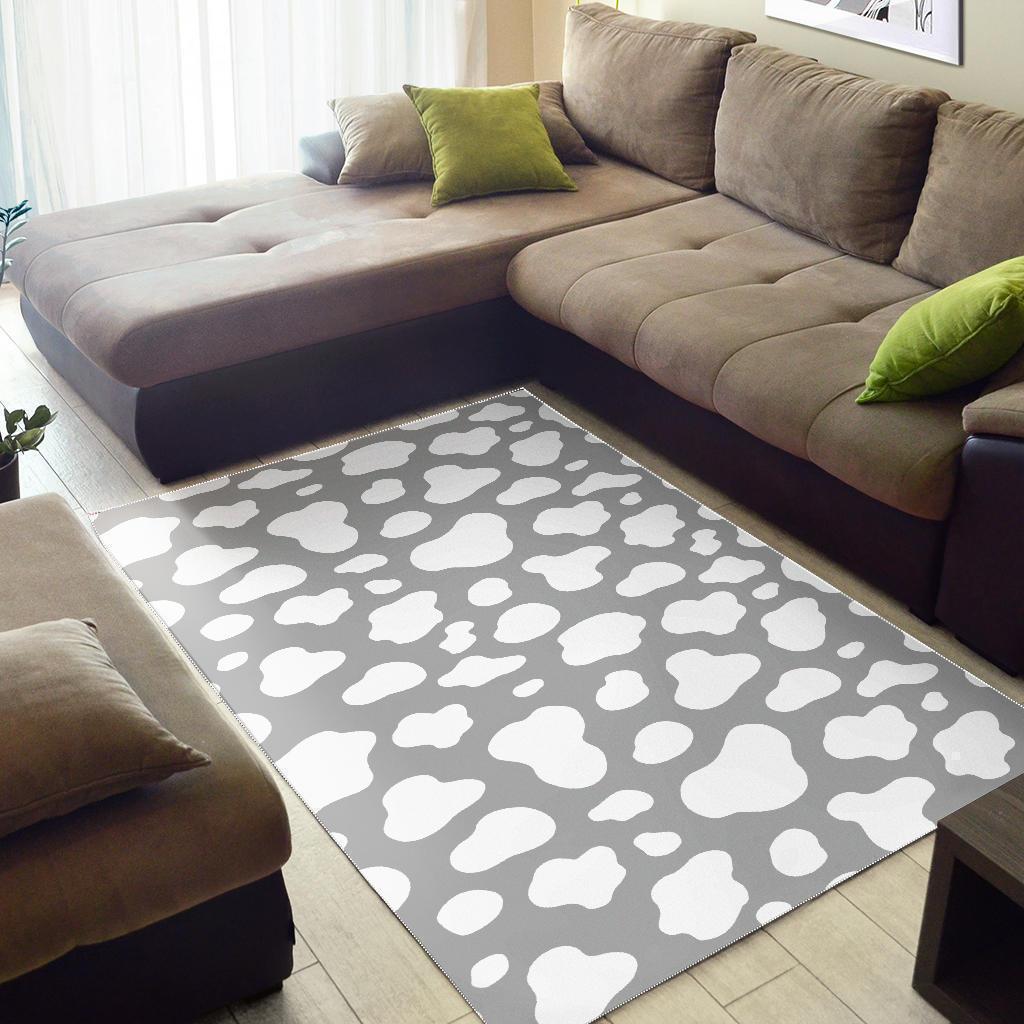 white and grey cow print area rug floor decor 7299