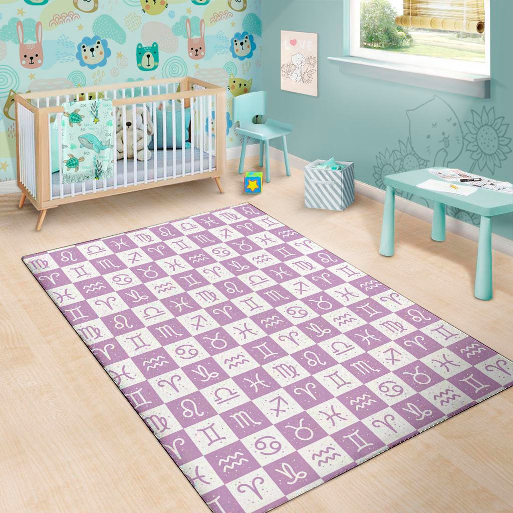 White And Purple Zodiac Signs Print Area Rug Floor Decor white and purple zodiac signs print area rug floor decor 3070