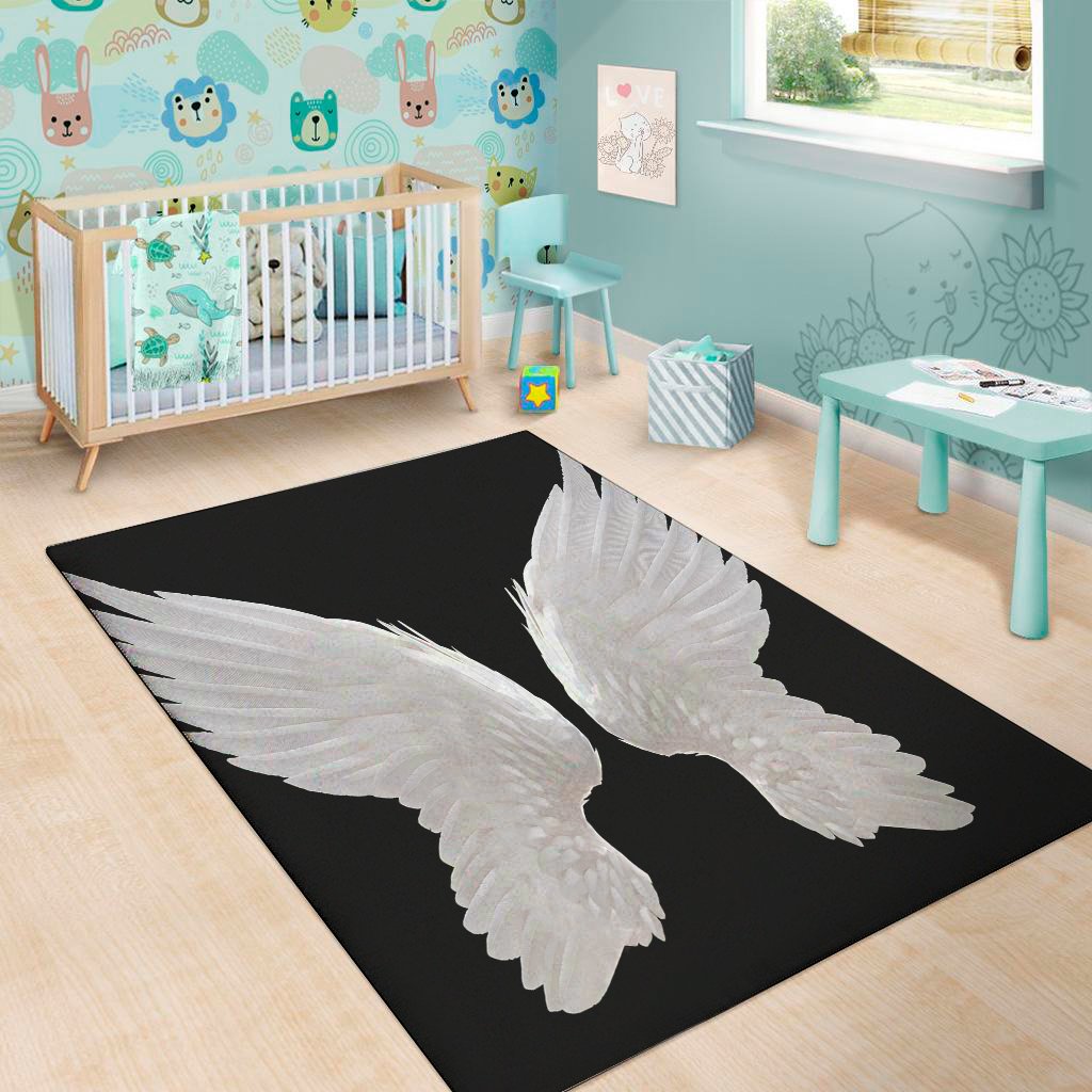 white angel wings print area rug floor decor 5066