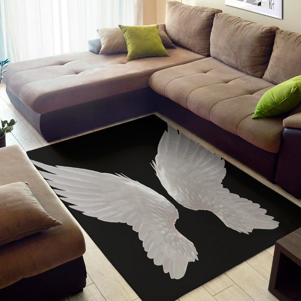 white angel wings print area rug floor decor 5927