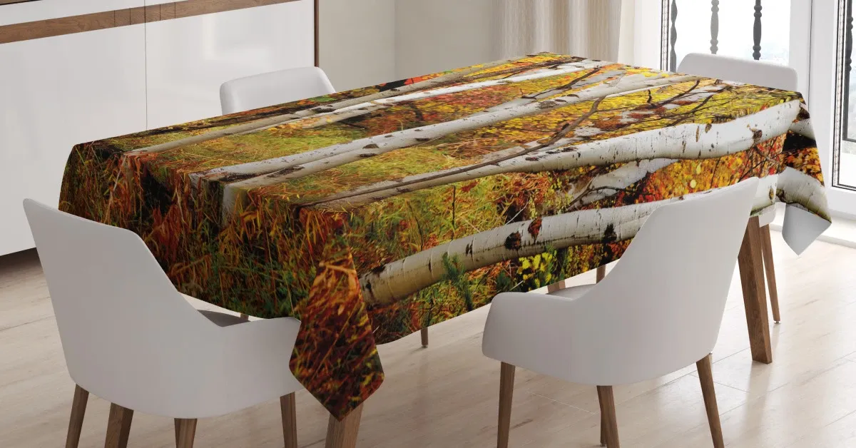 white birch trees serenity 3d printed tablecloth table decor 7969