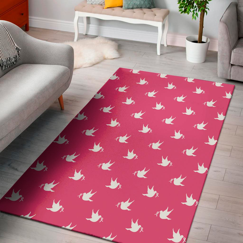 white dove breast cancer pattern print area rug floor decor 1022