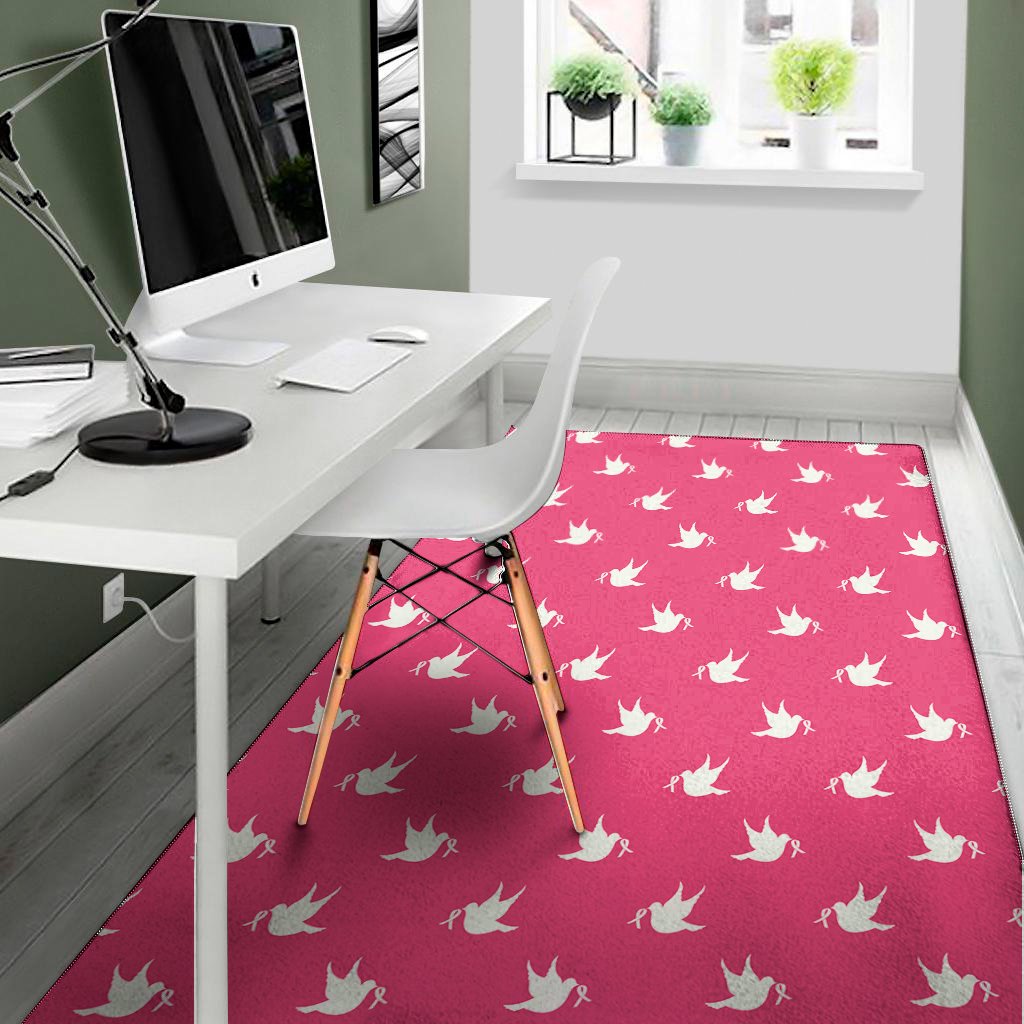 white dove breast cancer pattern print area rug floor decor 2675