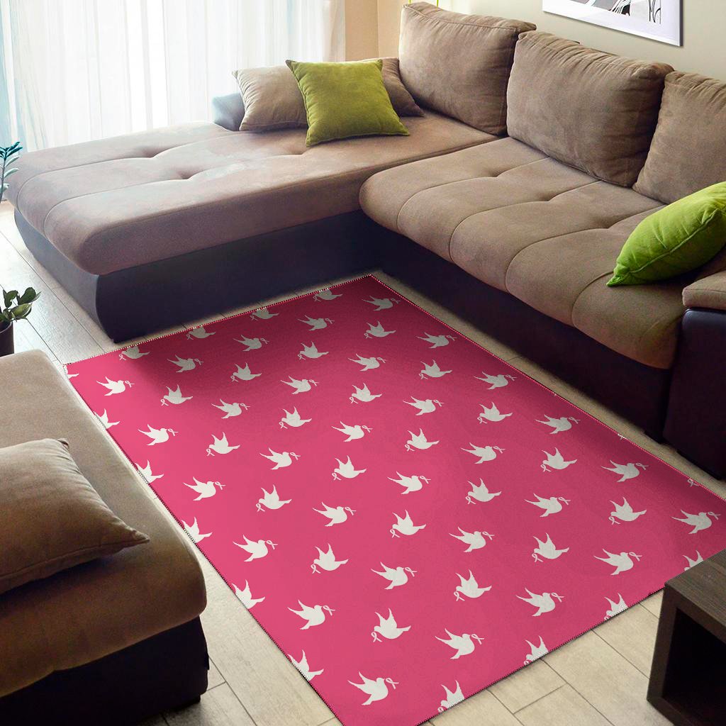 white dove breast cancer pattern print area rug floor decor 5397