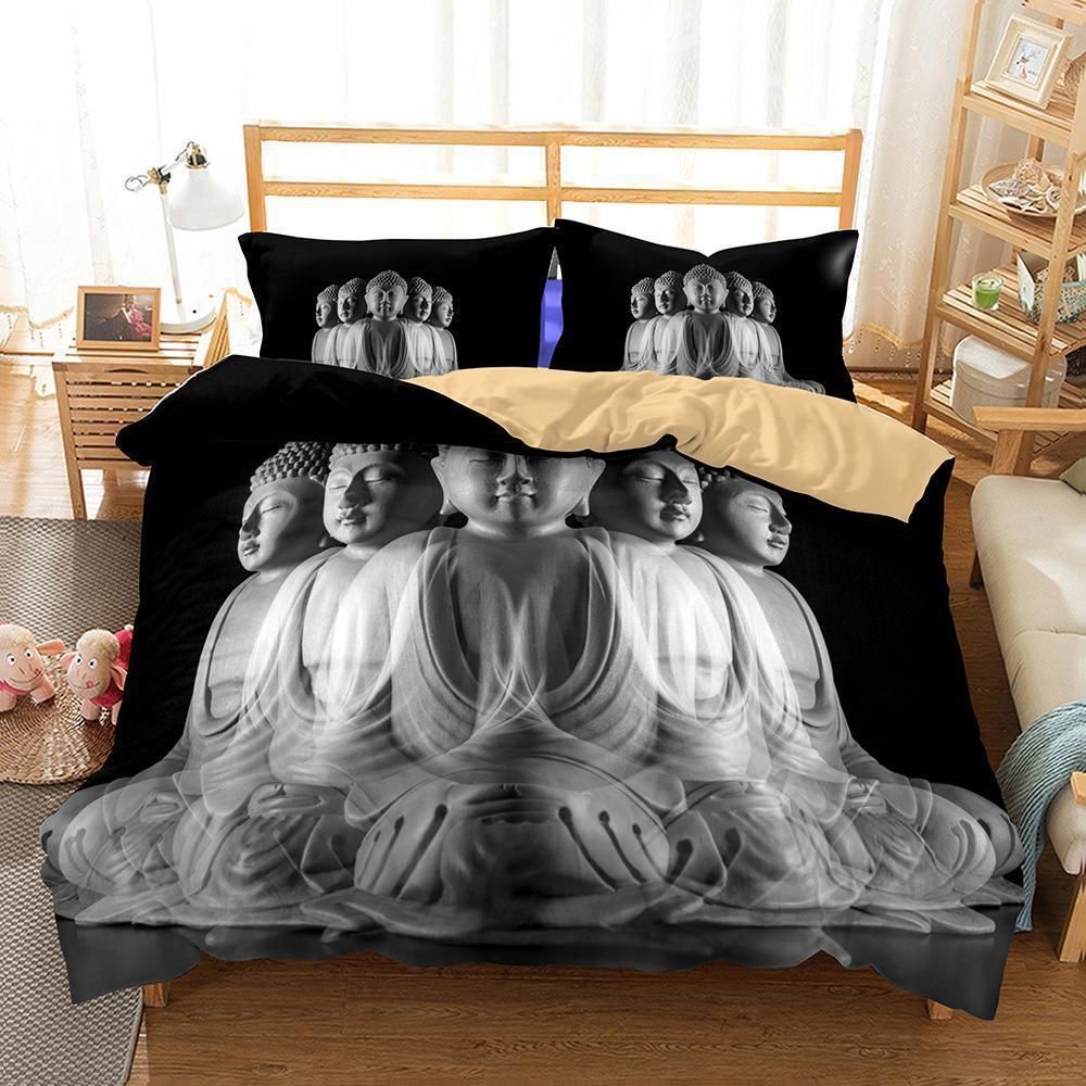 White Faceted Buddha 3D Printed Bedding Set Home Decor white faceted buddha 3d printed bedding set home decor 6664