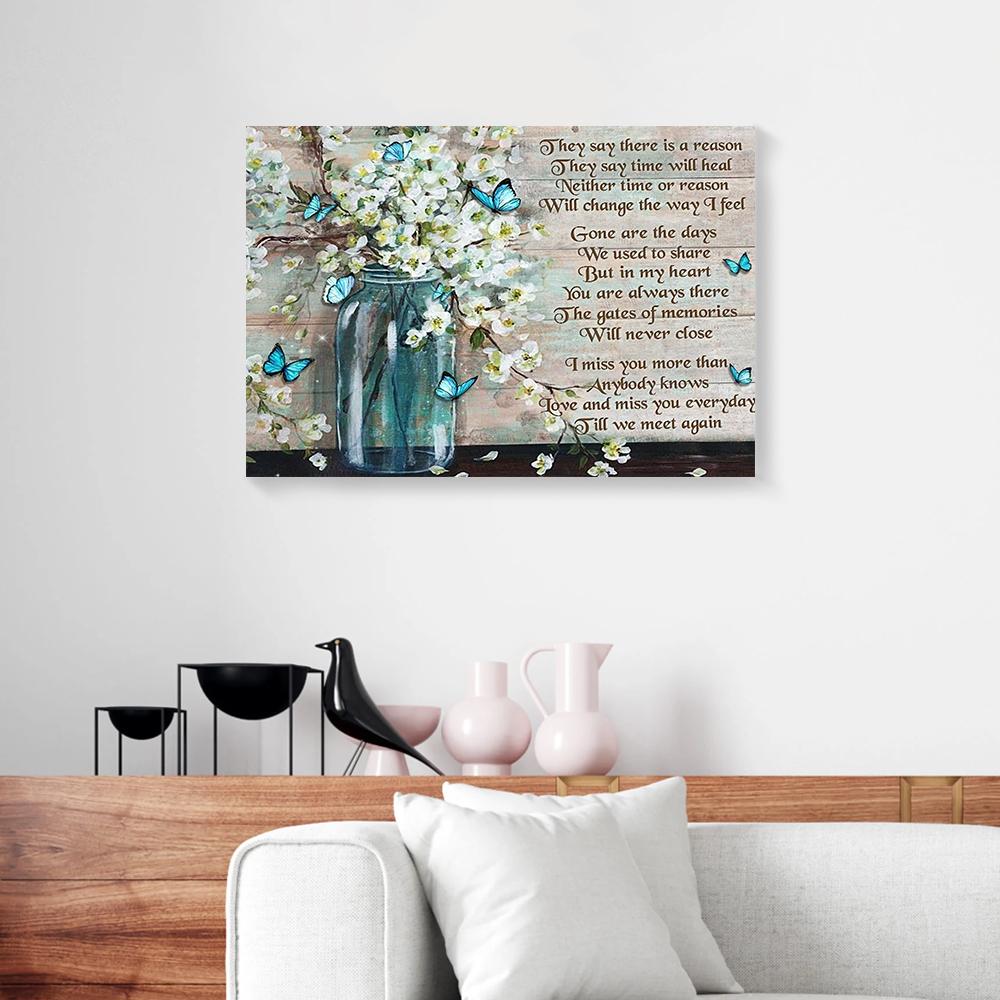 White Flower Blue Butterfly Canvas Prints - Wall Art Decor white flower blue butterfly canvas prints wall art decor 5833