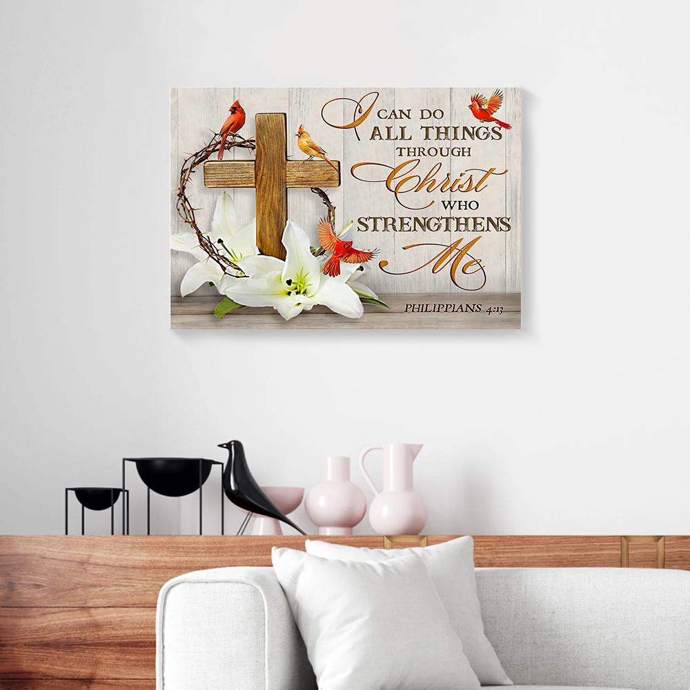 White Flowers Cross Cardinal Canvas Prints - Wall Art Decor white flowers cross cardinal canvas prints wall art decor 5840