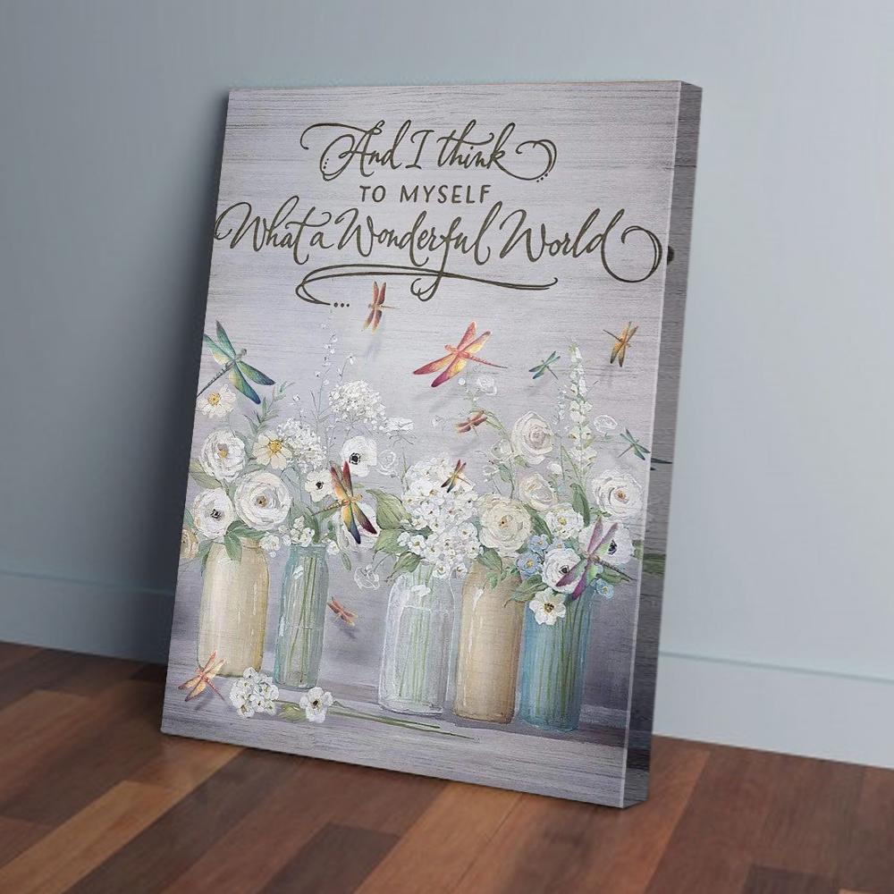 white flowers dragonfly canvas prints wall art decor 2758